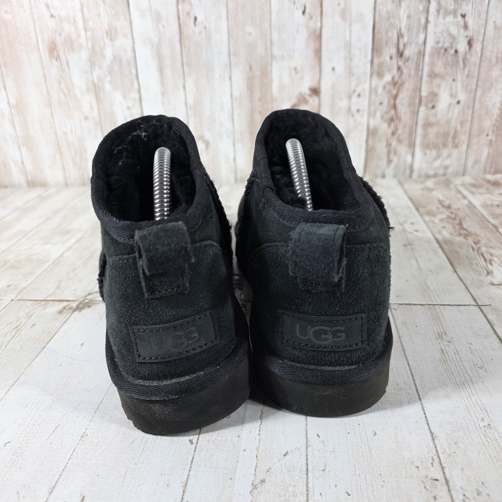 UGG Classic Ultra Mini Black Suede Ankle Boots 1116109 Womens 9 - Picture 3 of 8